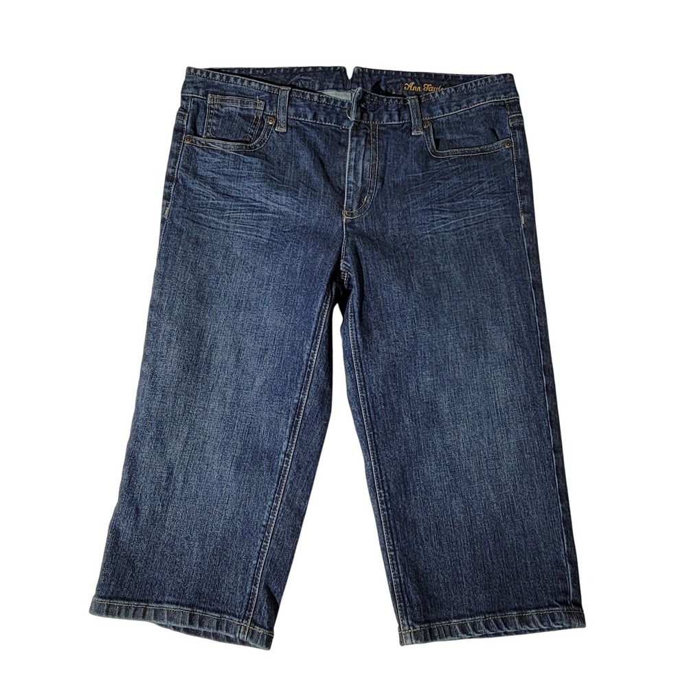 Ann Taylor Modern Fit Lindsay Waist Dark Wash Denim Capri‎ Jeans Women Size 8